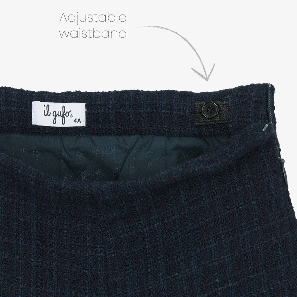 Il Gufo-Элегантные синие твидовые шорты для девочек | Childrensalon Outlet