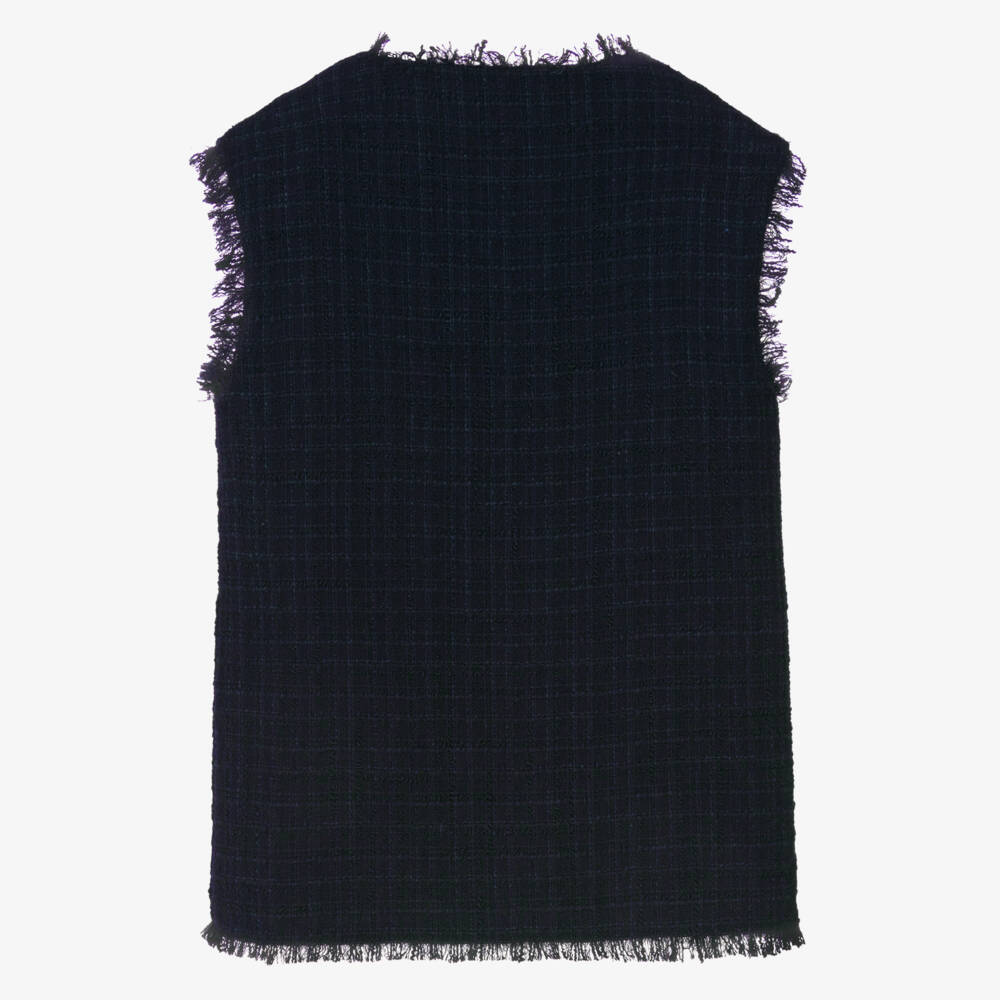 Il Gufo-Girls Elegant Navy Tweed Vest | Childrensalon Outlet