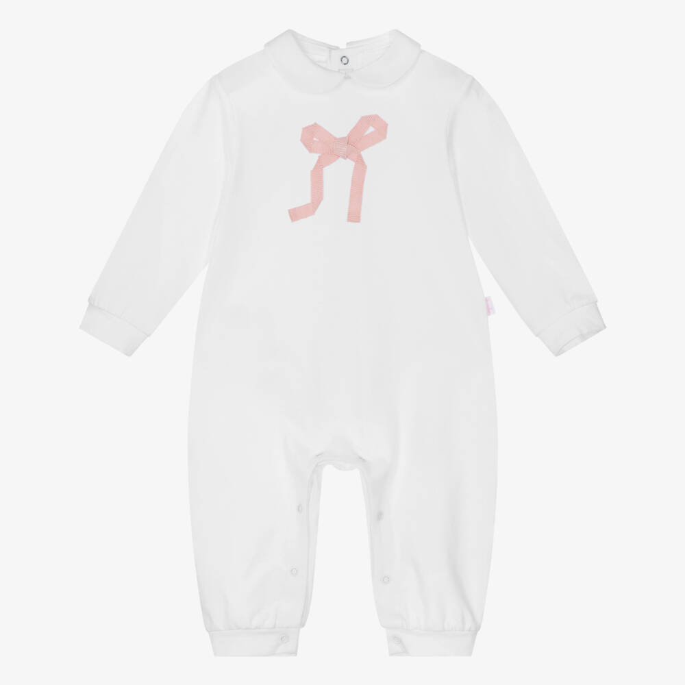 Il Gufo-Girls Elegant White Cotton Babygrow | Childrensalon Outlet