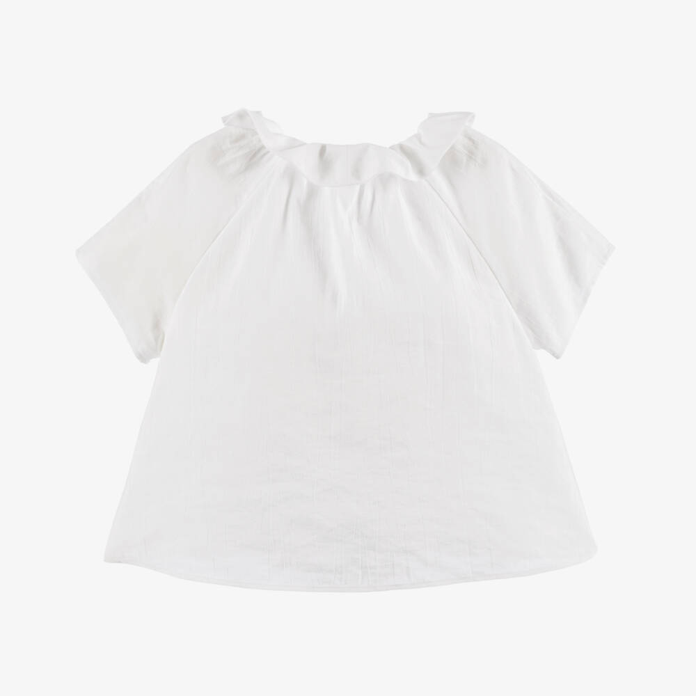 Il Gufo-Girls Elegant White Ruffle Top | Childrensalon Outlet