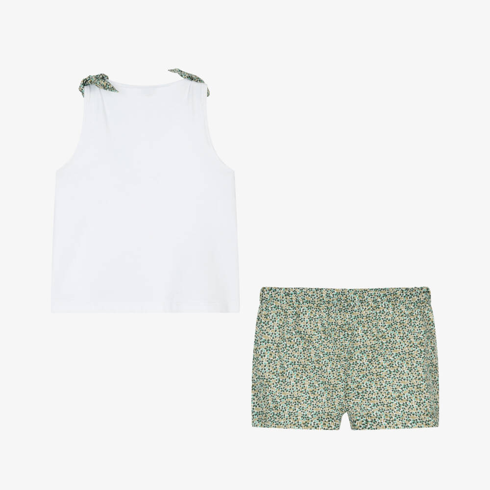 Il Gufo-Girls Emerald Blossom Cotton Set | Childrensalon Outlet
