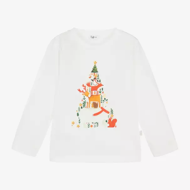 Il Gufo-Girls Festive Cotton Long Sleeve Tee | Childrensalon Outlet