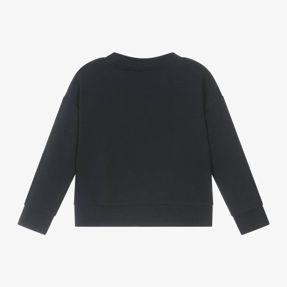 إيل غوفو-سويتشيرت بطبعة إحتفالية مزيج قطن لون كحلي للبنات | Childrensalon Outlet