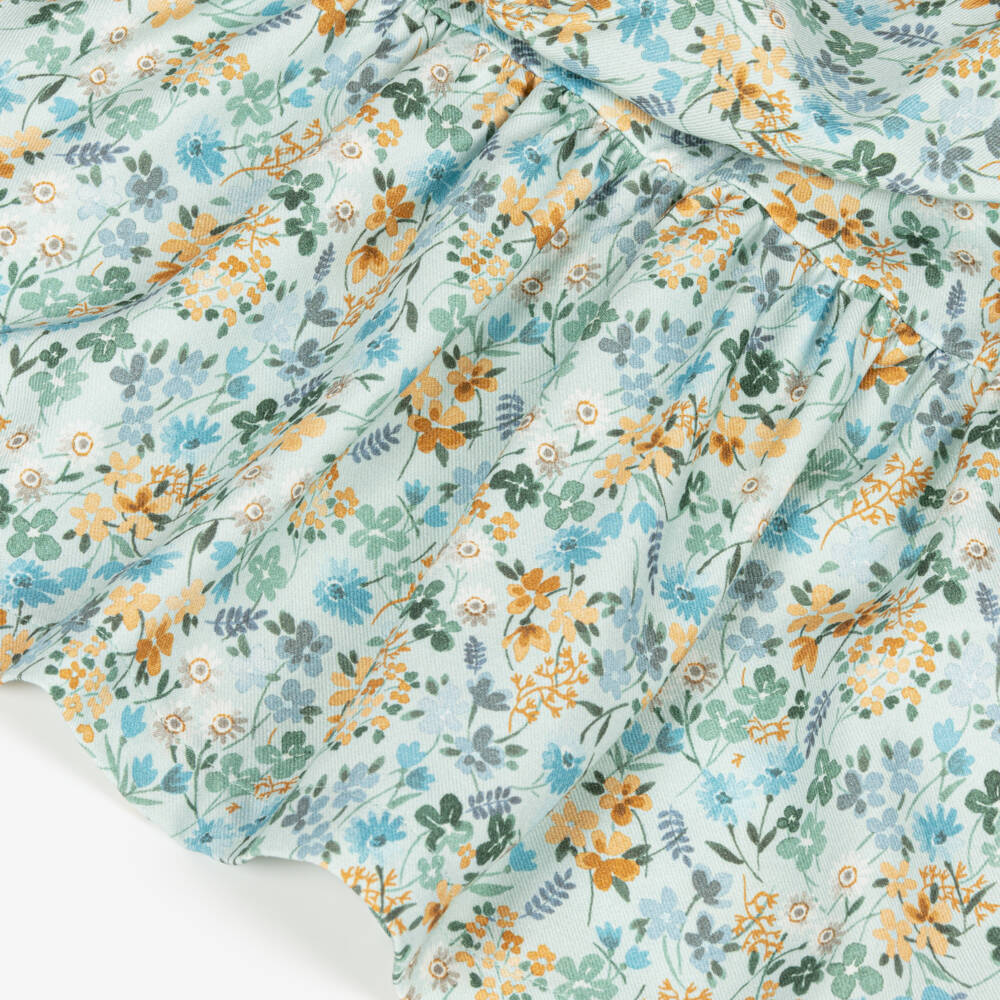 Il Gufo-Girls Floral Blue Twill Dress | Childrensalon Outlet
