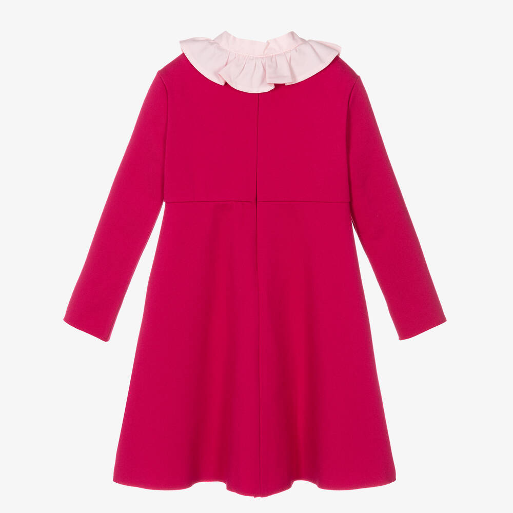 Il Gufo-Girls Fuchsia Pink Ruffle Collar Dress | Childrensalon Outlet
