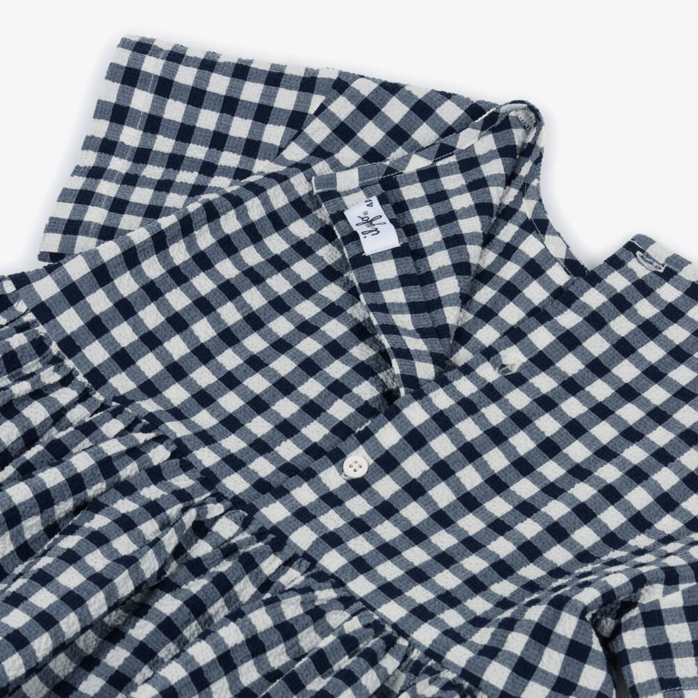 Il Gufo-Girls Gingham Check Seersucker Dress | Childrensalon Outlet