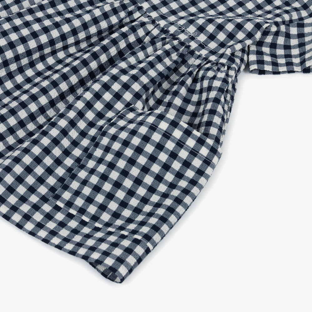 Il Gufo-Girls Gingham Check Seersucker Dress | Childrensalon Outlet
