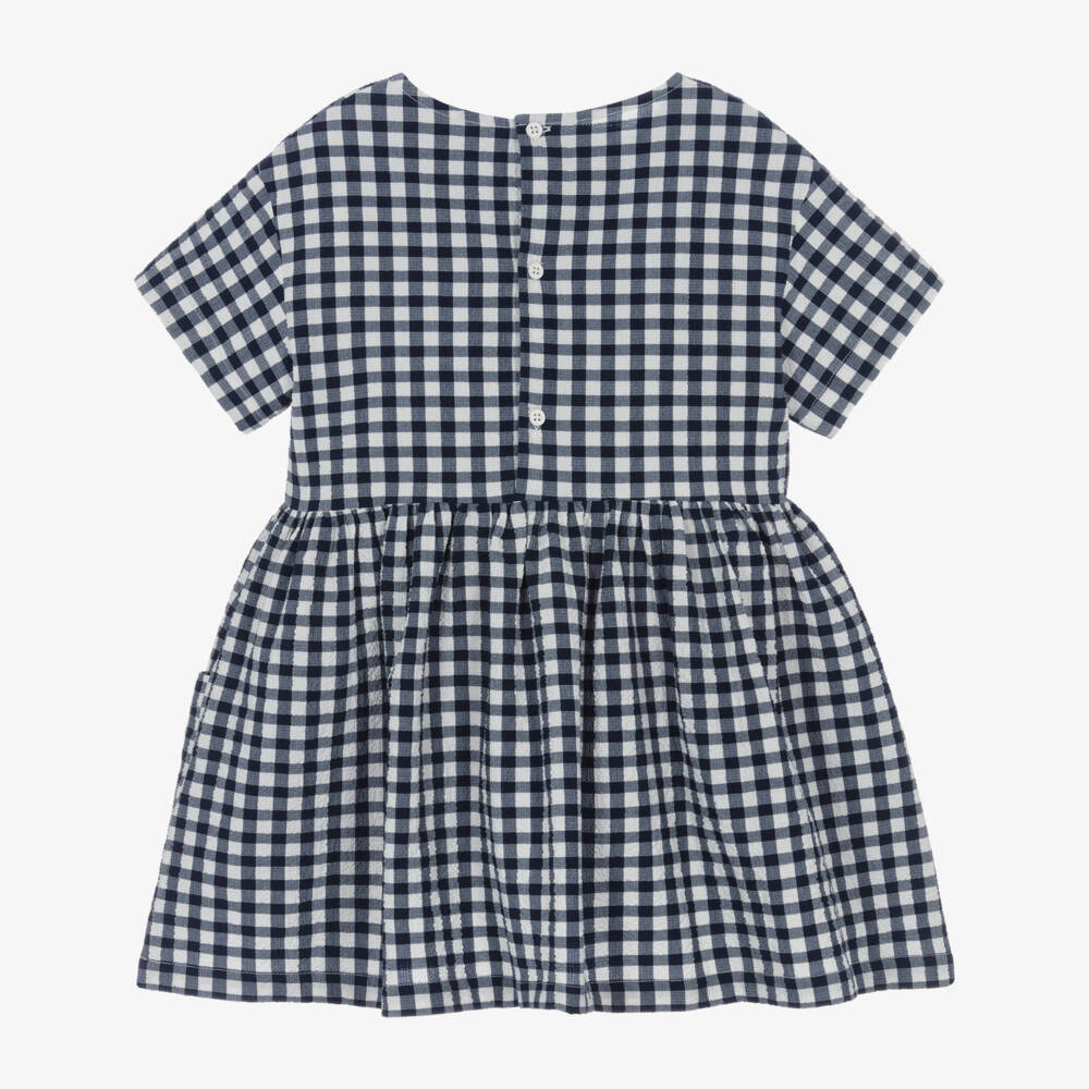 Il Gufo-Girls Gingham Check Seersucker Dress | Childrensalon Outlet