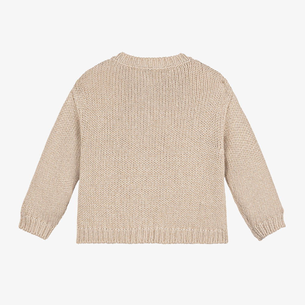 Il Gufo-Girls Gold Metallic Knit Cardigan | Childrensalon Outlet