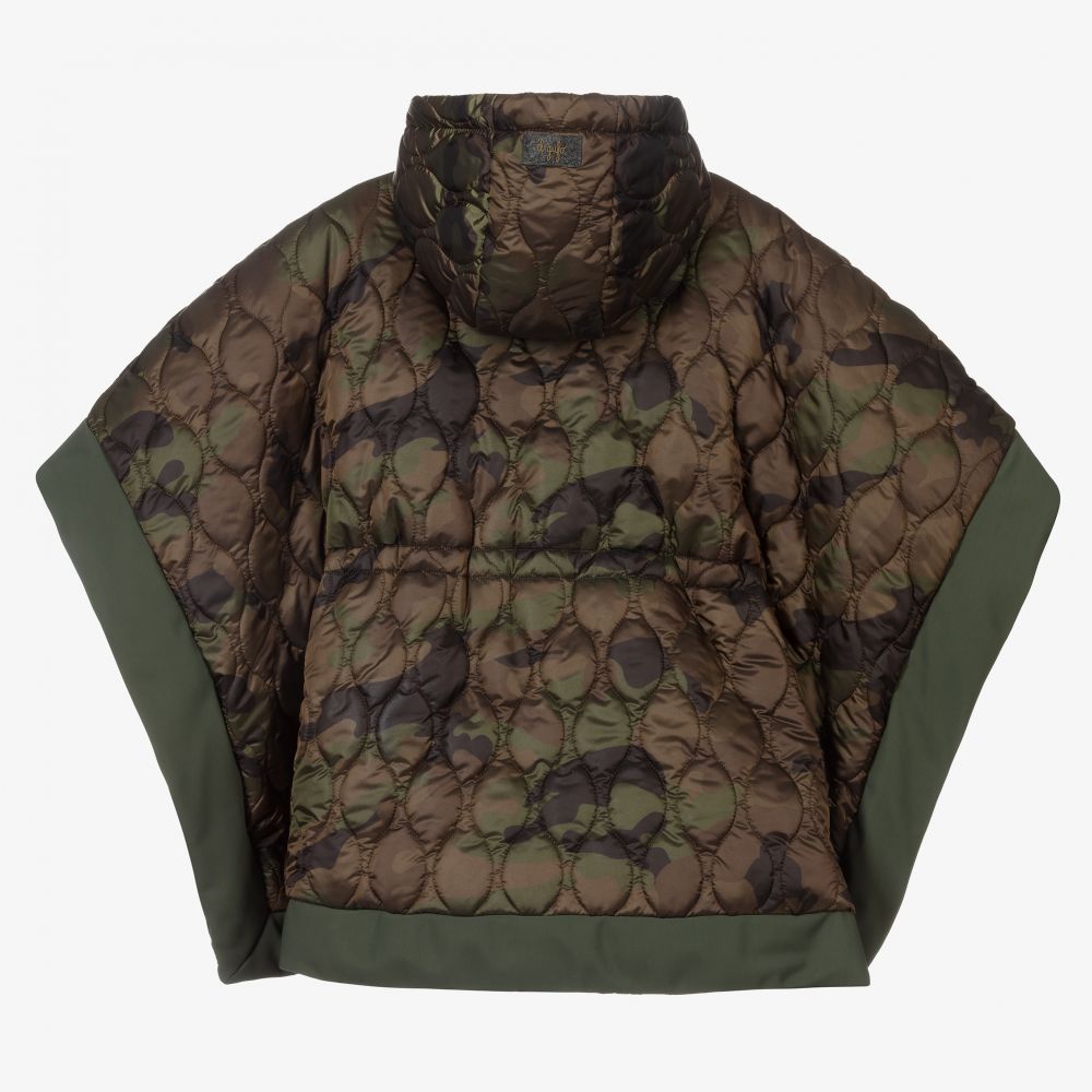 Il Gufo-Зеленое пончо камуфляжной расцветки для девочек | Childrensalon Outlet