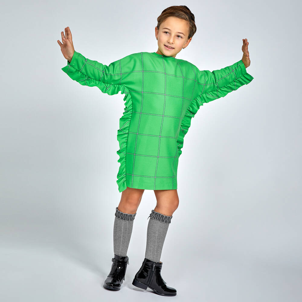 Il Gufo-Girls Green Check Dress | Childrensalon Outlet