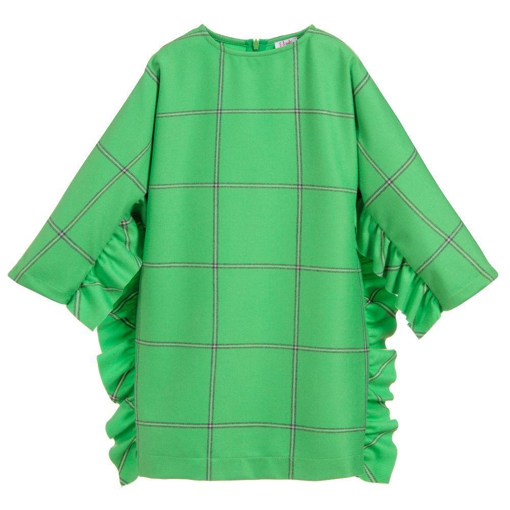 Il Gufo - Girls Green Check Dress | Childrensalon