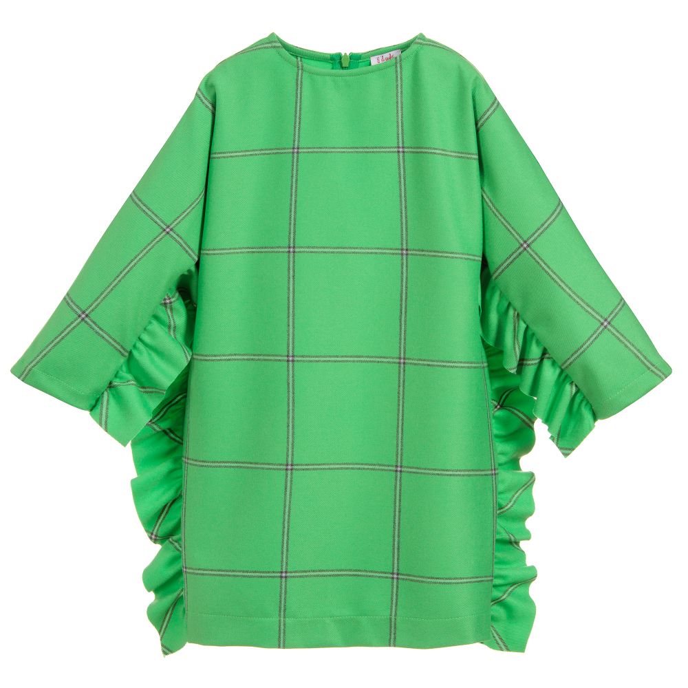 Il Gufo-Girls Green Check Dress | Childrensalon Outlet