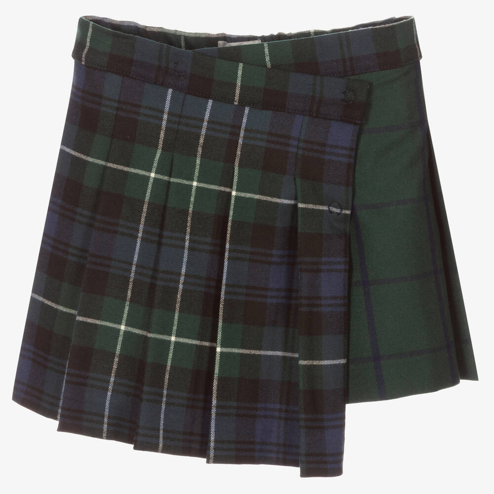 Il Gufo - Girls Green Check Skirt | Childrensalon