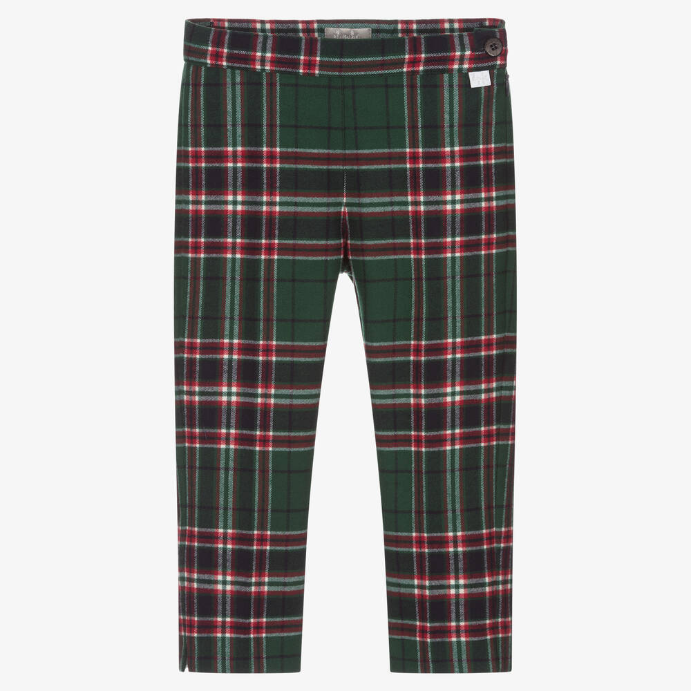 Il Gufo - Girls Green Check Trousers | Childrensalon