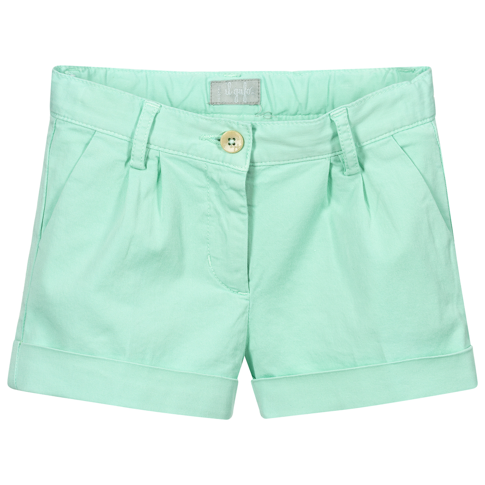Il Gufo - Girls Green Cotton Shorts | Childrensalon
