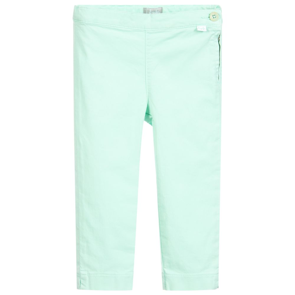 Il Gufo - Girls Green Cotton Trousers | Childrensalon
