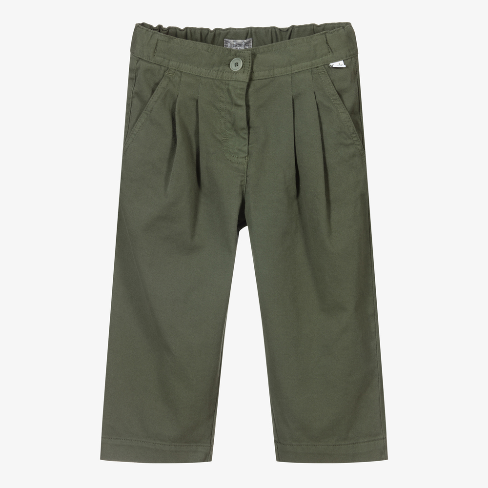 Il Gufo - Girls Green Cotton Trousers | Childrensalon