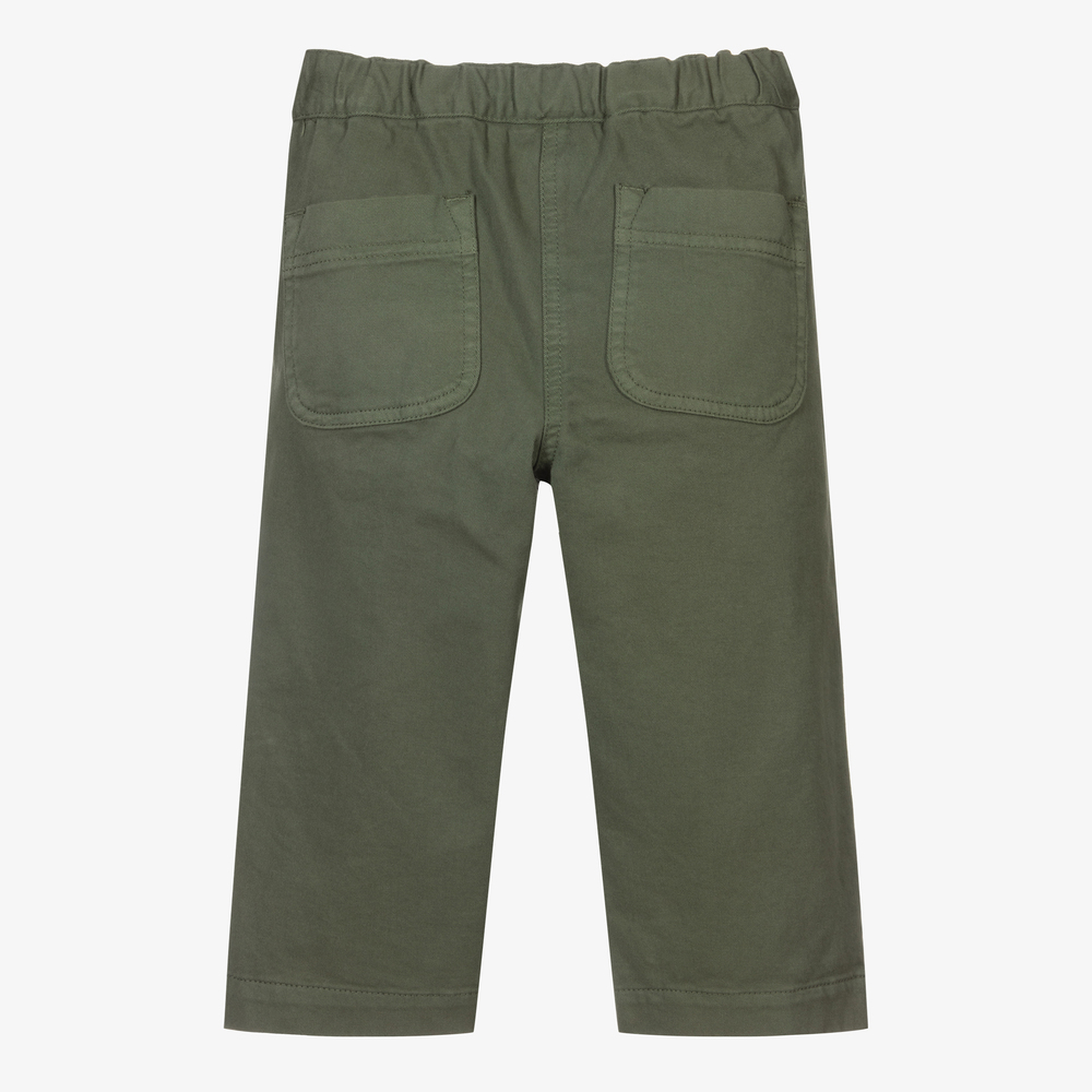 إيل غوفو-بنطلون قطن تويل لون أخضر كاكي للبنات | Childrensalon Outlet