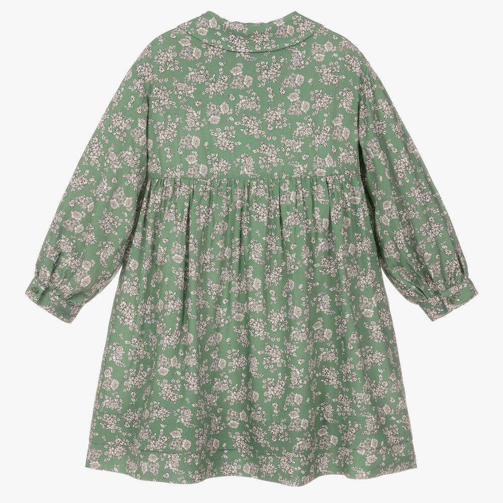 Il Gufo-Girls Green Floral Dress | Childrensalon Outlet