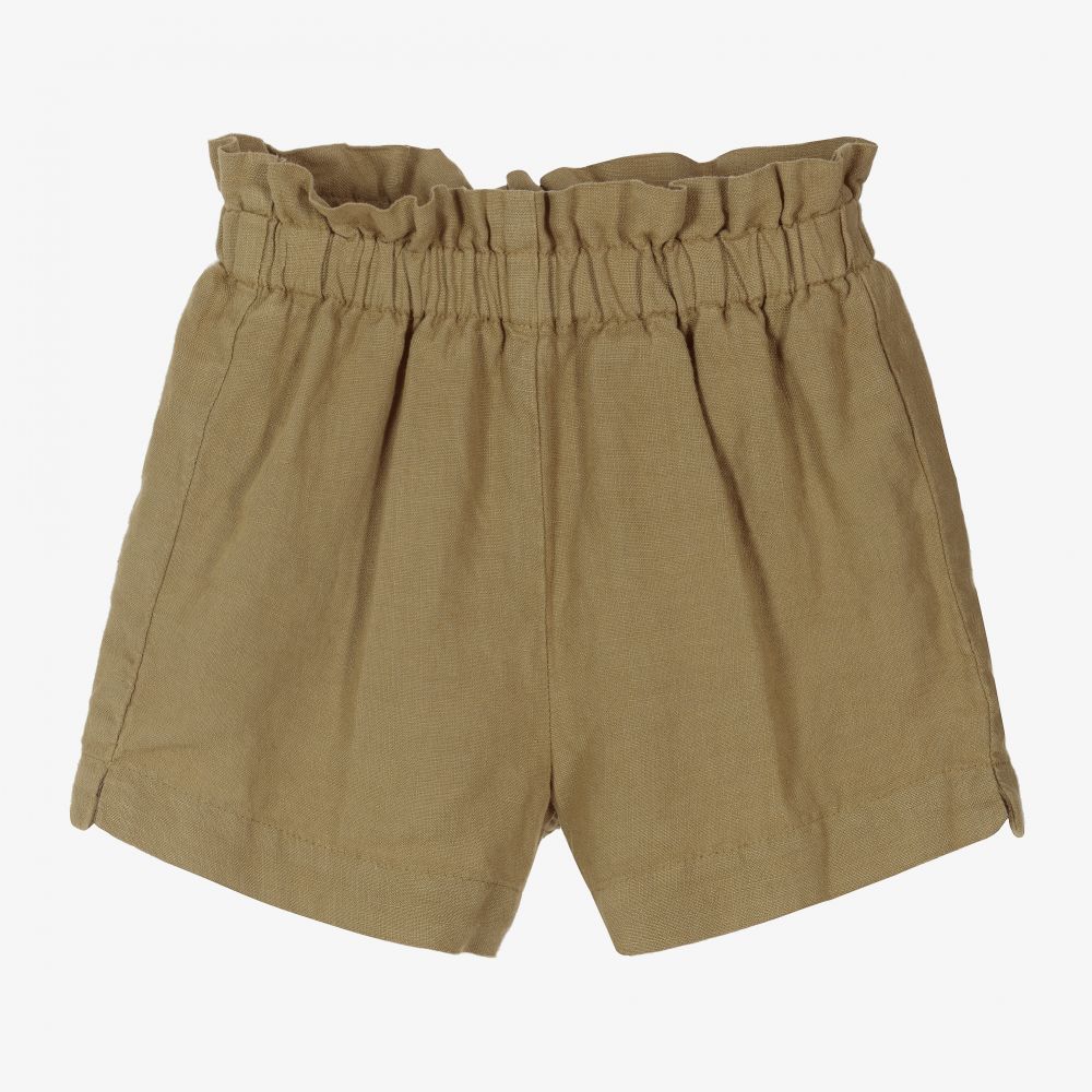 Il Gufo - Girls Green Linen Shorts | Childrensalon