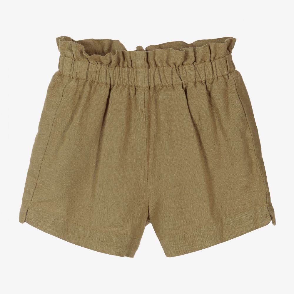 Il Gufo-Girls Green Linen Shorts | Childrensalon Outlet