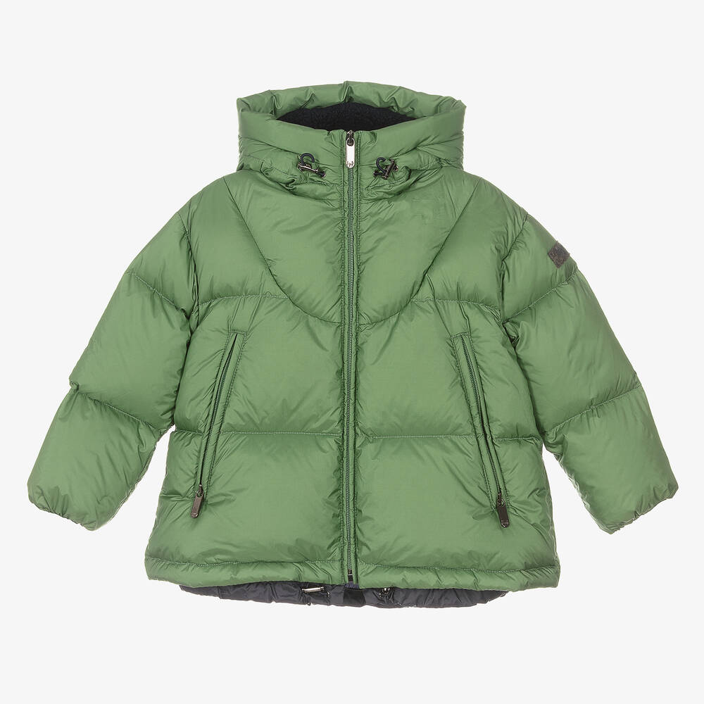 Il Gufo - Girls Green Puffer Jacket | Childrensalon