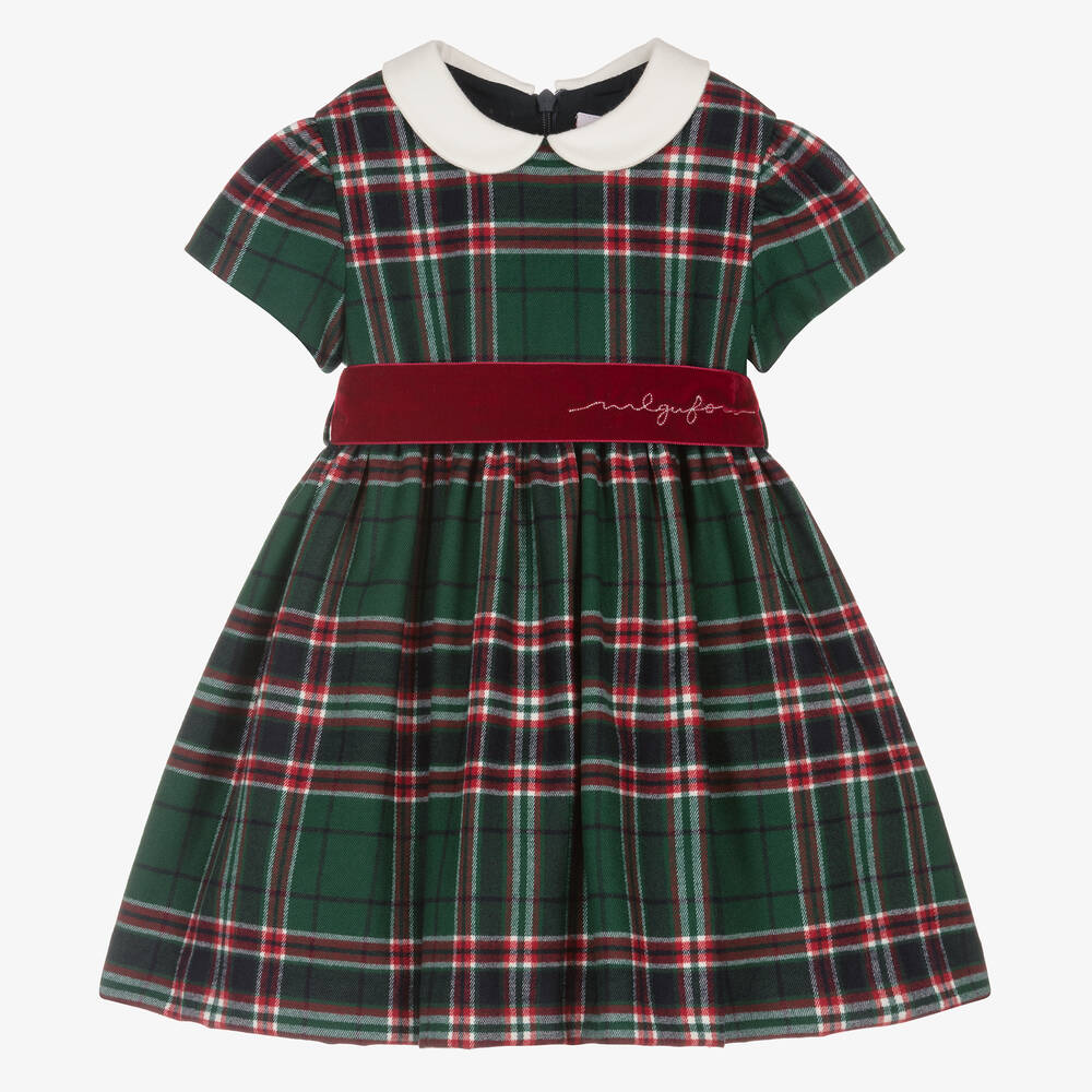 Il Gufo - Girls Green Tartan Dress | Childrensalon