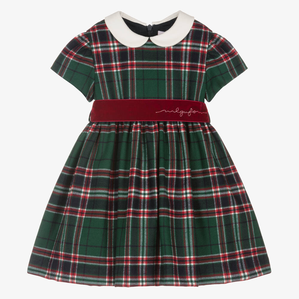 Il Gufo - Grünes Schottenkaro-Kleid (M) | Childrensalon