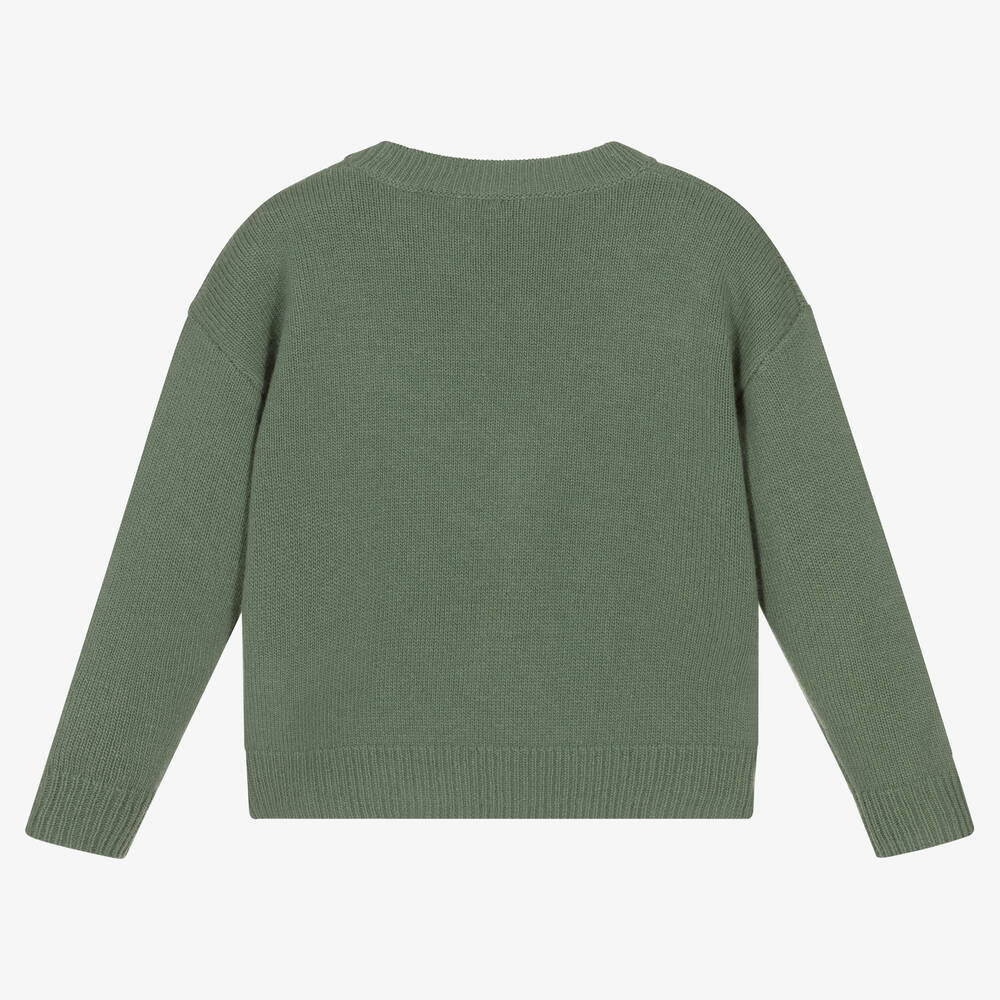 Il Gufo Girls Green Wool Sweater Childrensalon Outlet