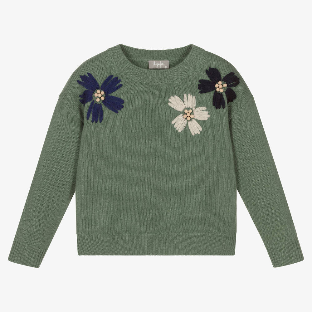 Il Gufo-Girls Green Wool Sweater | Childrensalon Outlet