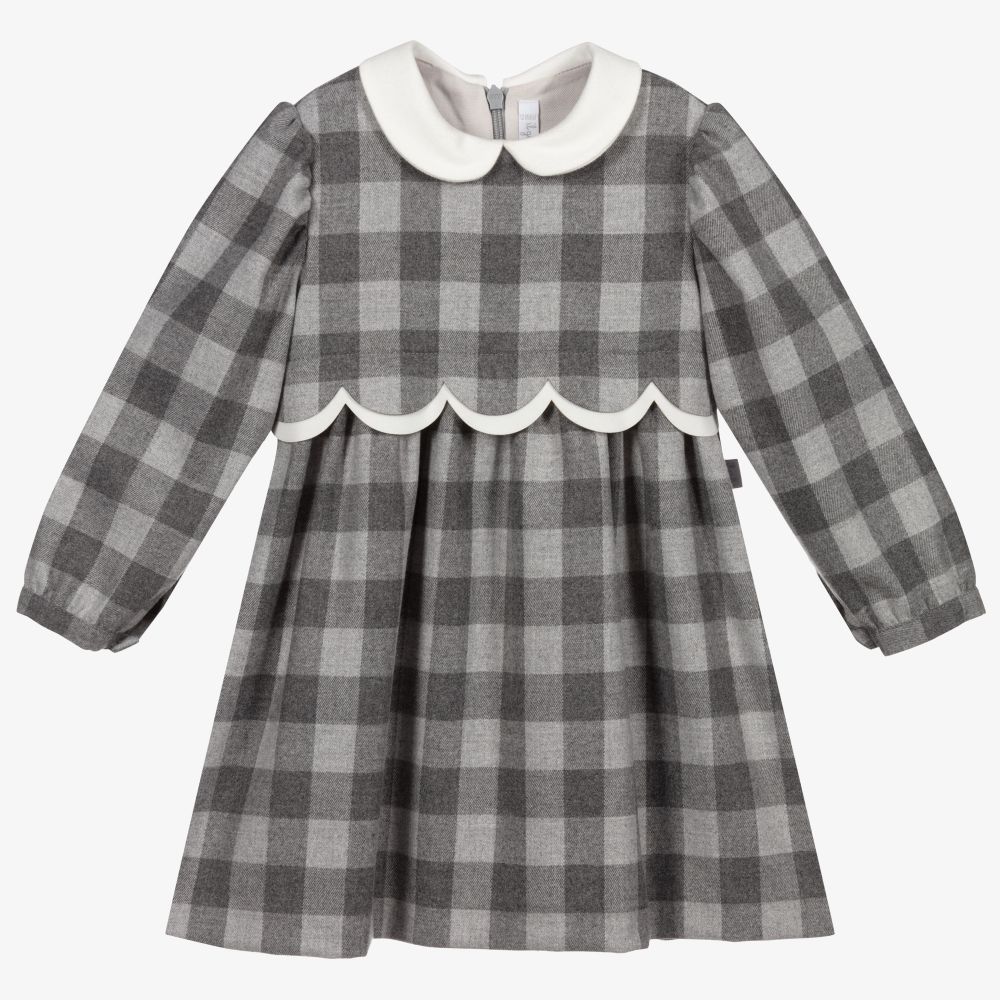 Il Gufo - Grau kariertes Kleid für Mädchen | Childrensalon