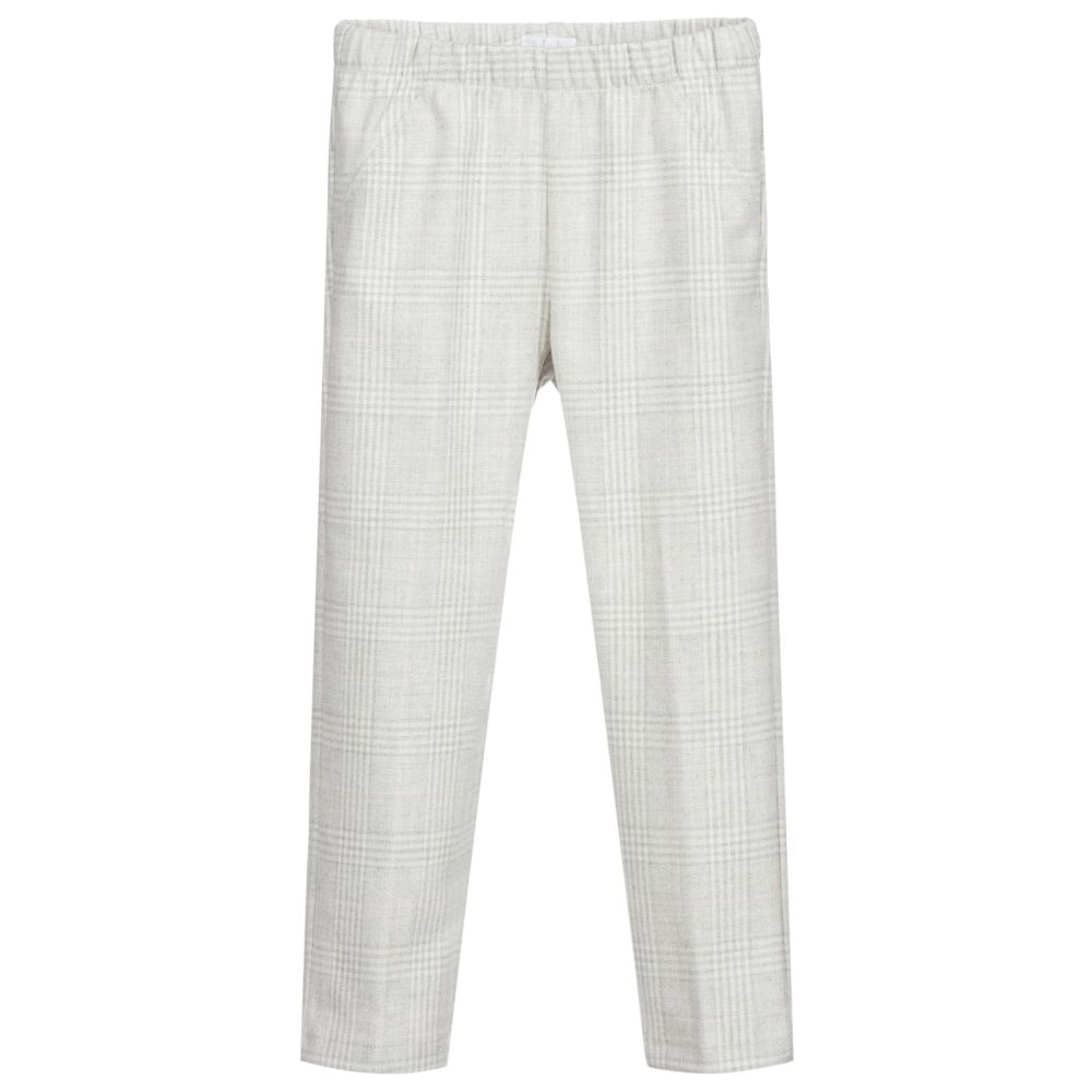 Il Gufo - Girls Grey Check Trousers | Childrensalon