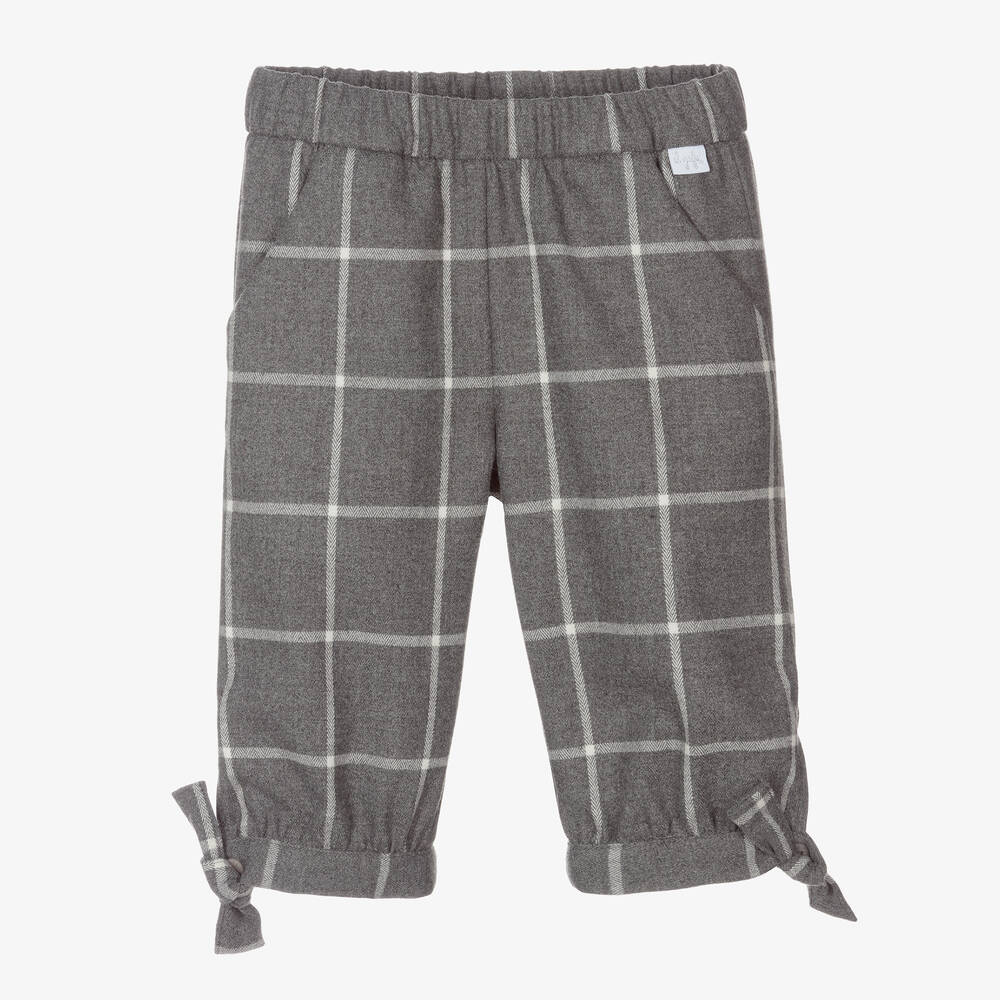 Il Gufo - Girls Grey Check Trousers | Childrensalon