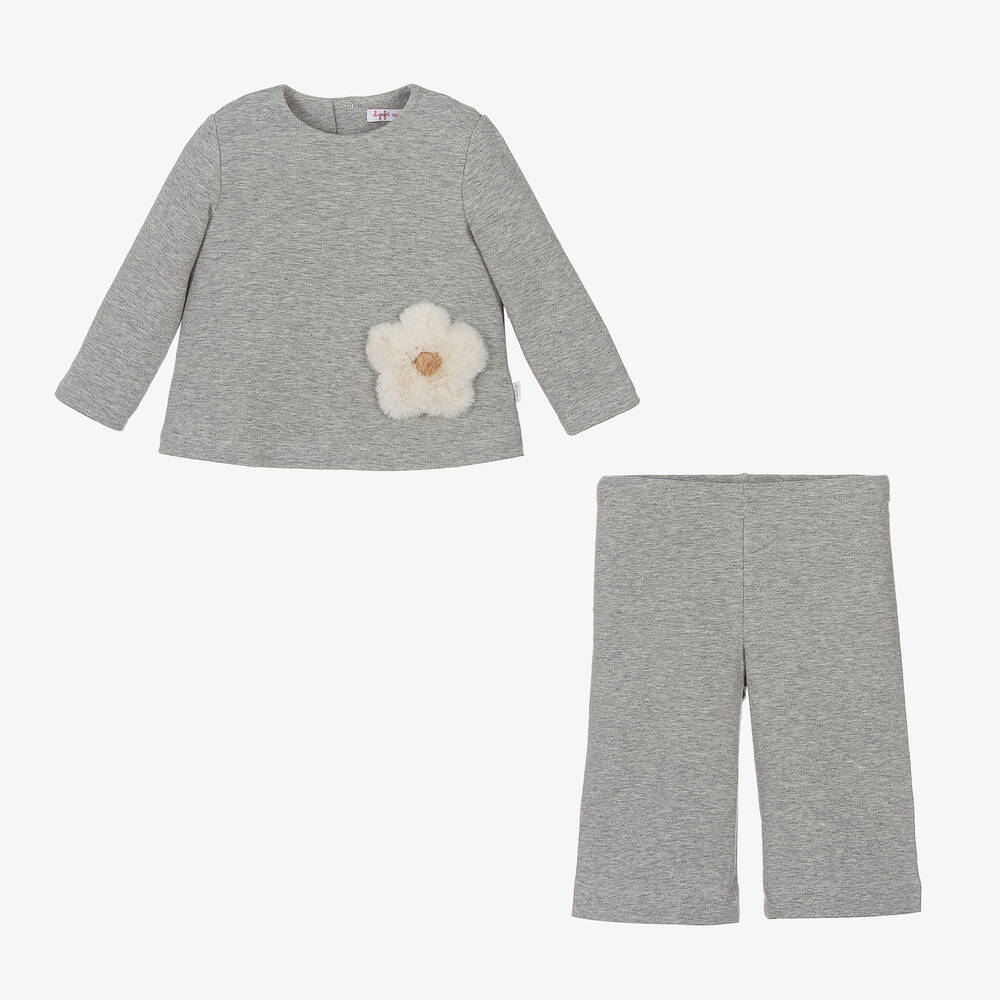 Il Gufo-Серый топ и штанишки из хлопкового джерси | Childrensalon Outlet