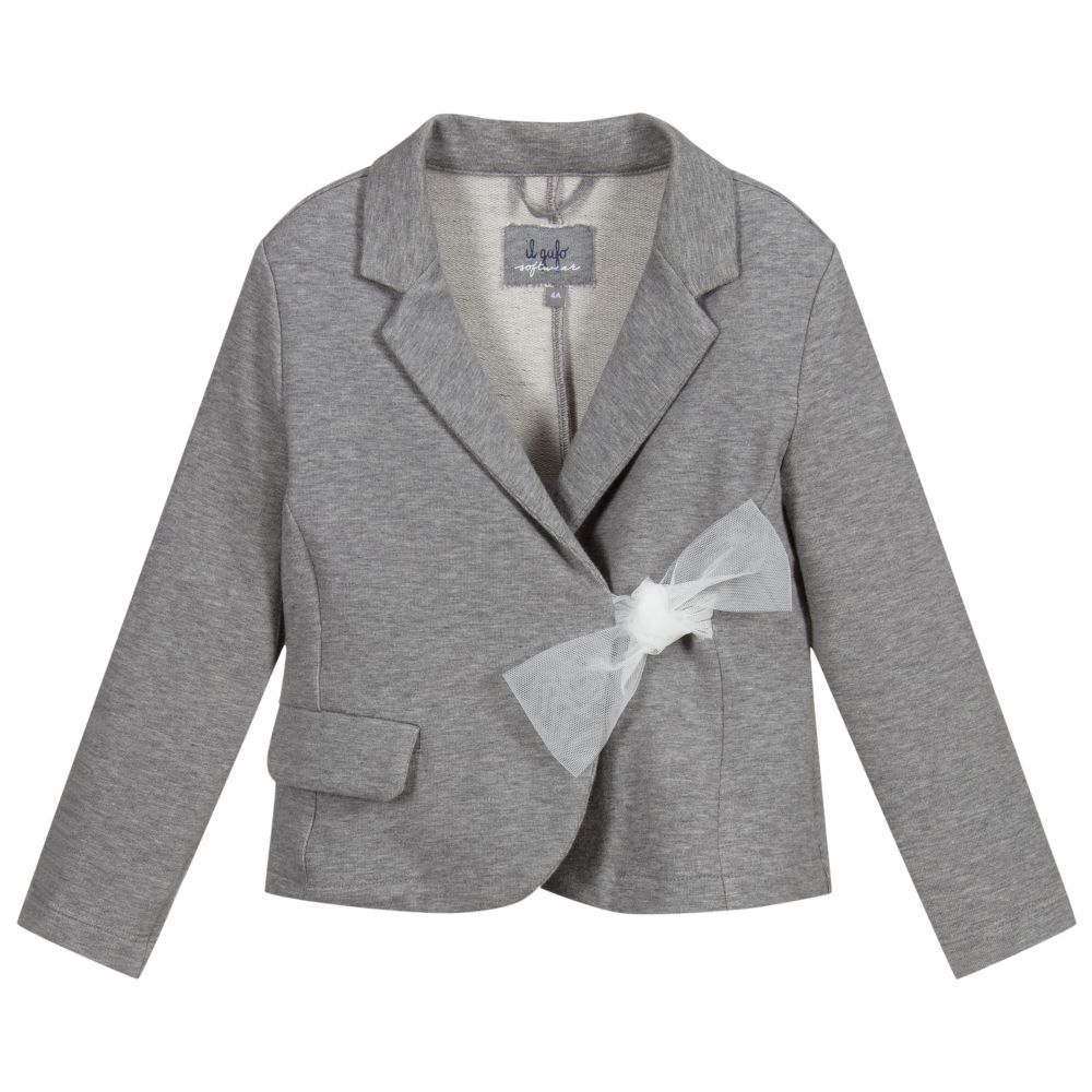 Il Gufo - Girls Grey Jersey Blazer | Childrensalon