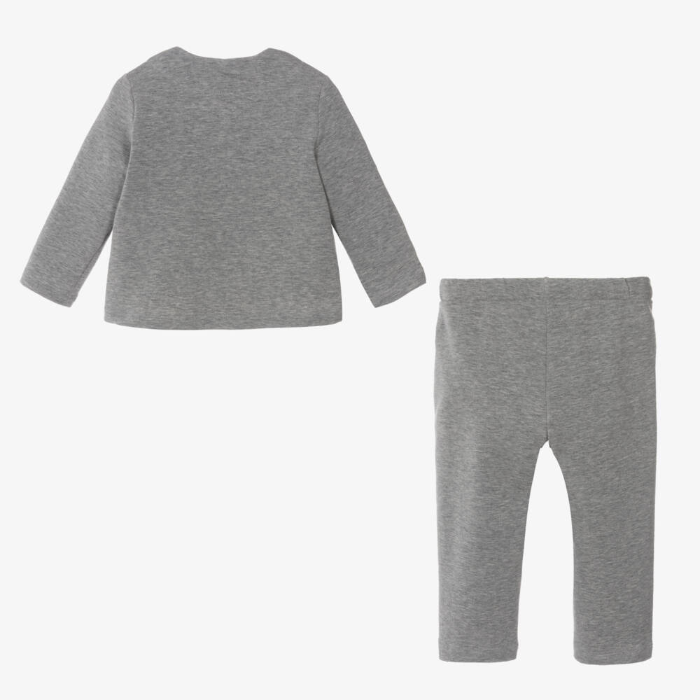 Il Gufo-Girls Grey Jersey Trouser Ensemble | Childrensalon Outlet