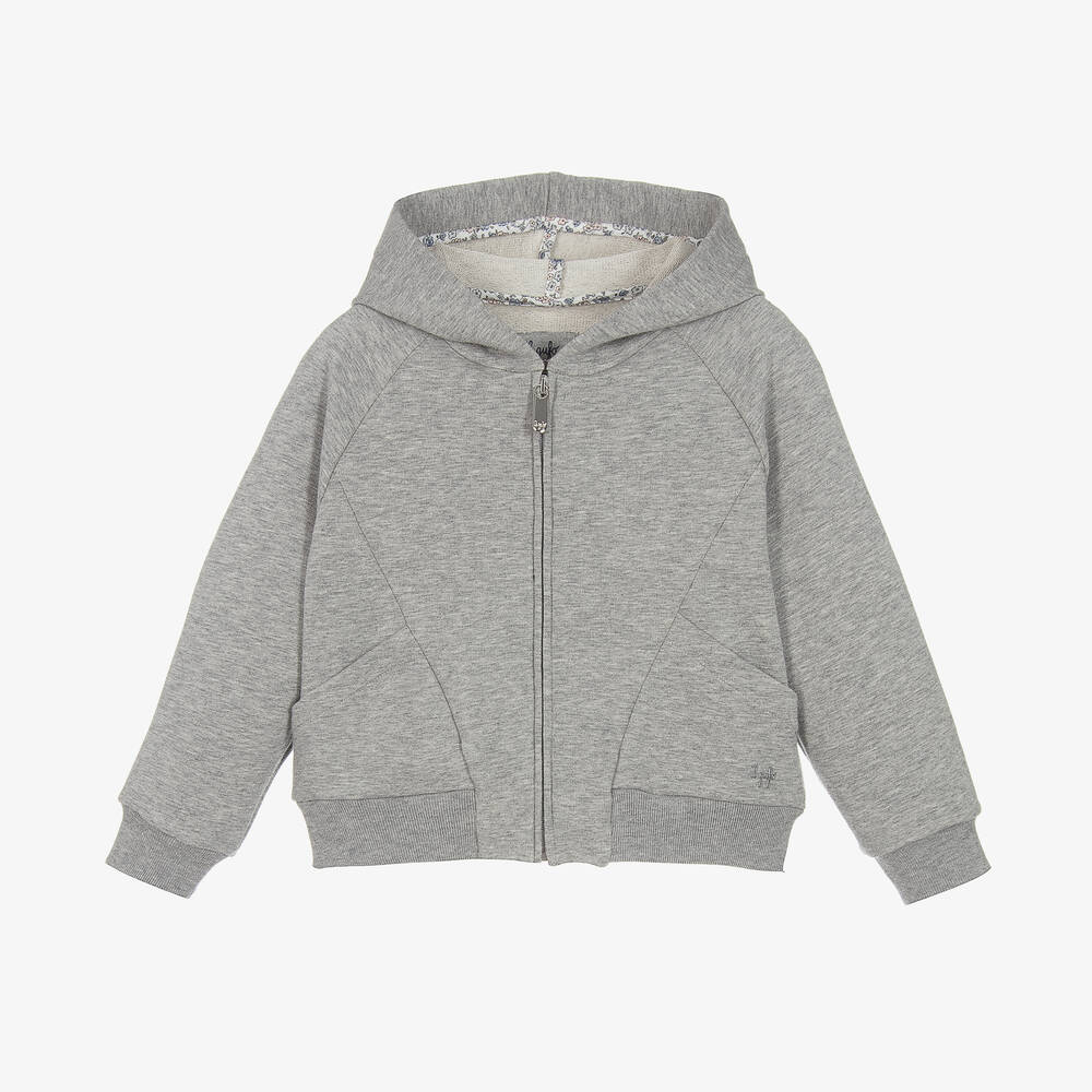 Il Gufo - Sweat à capuche gris chiné zippé | Childrensalon