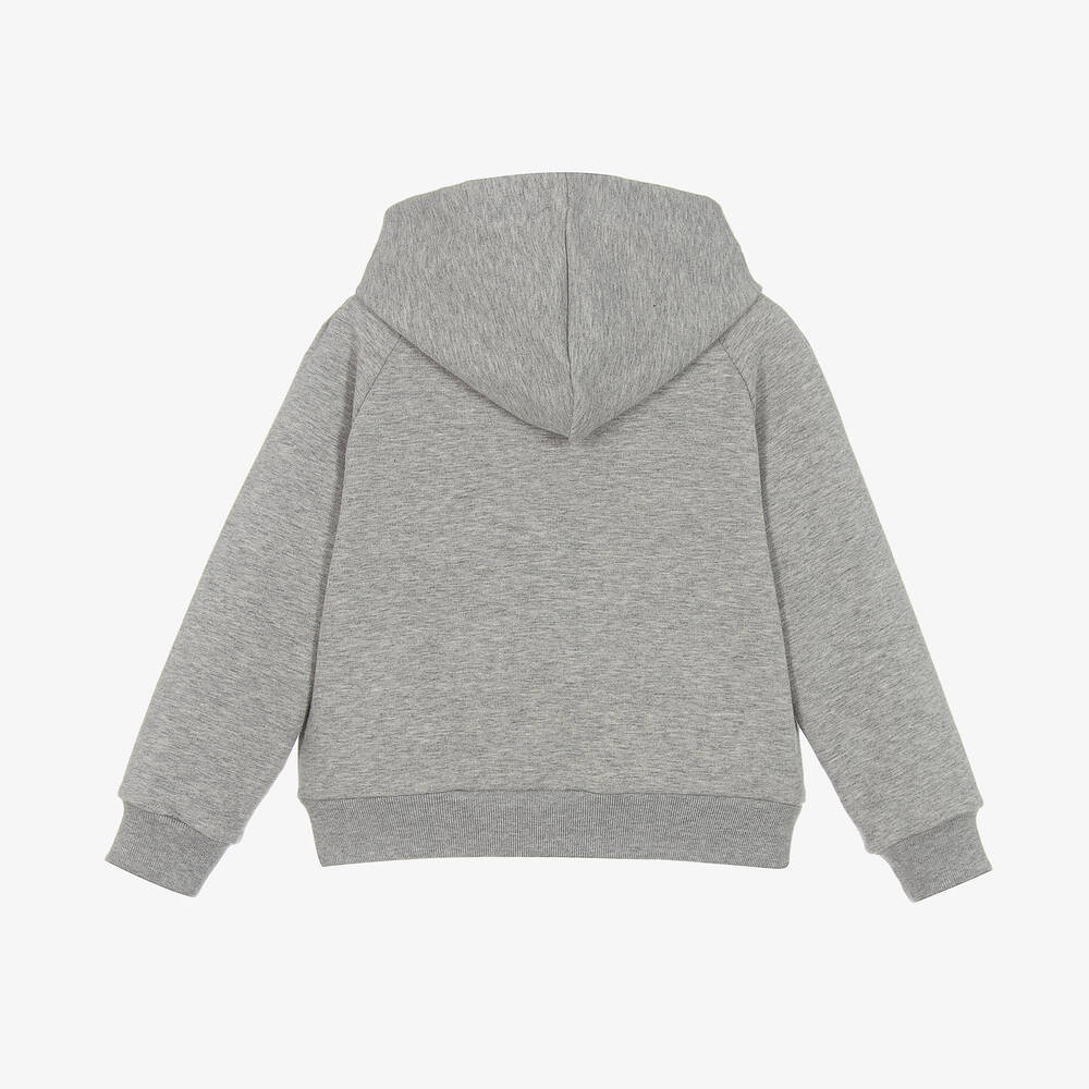 Il Gufo Girls Grey Marl Cotton Zip Up Hoodie Childrensalon Outlet