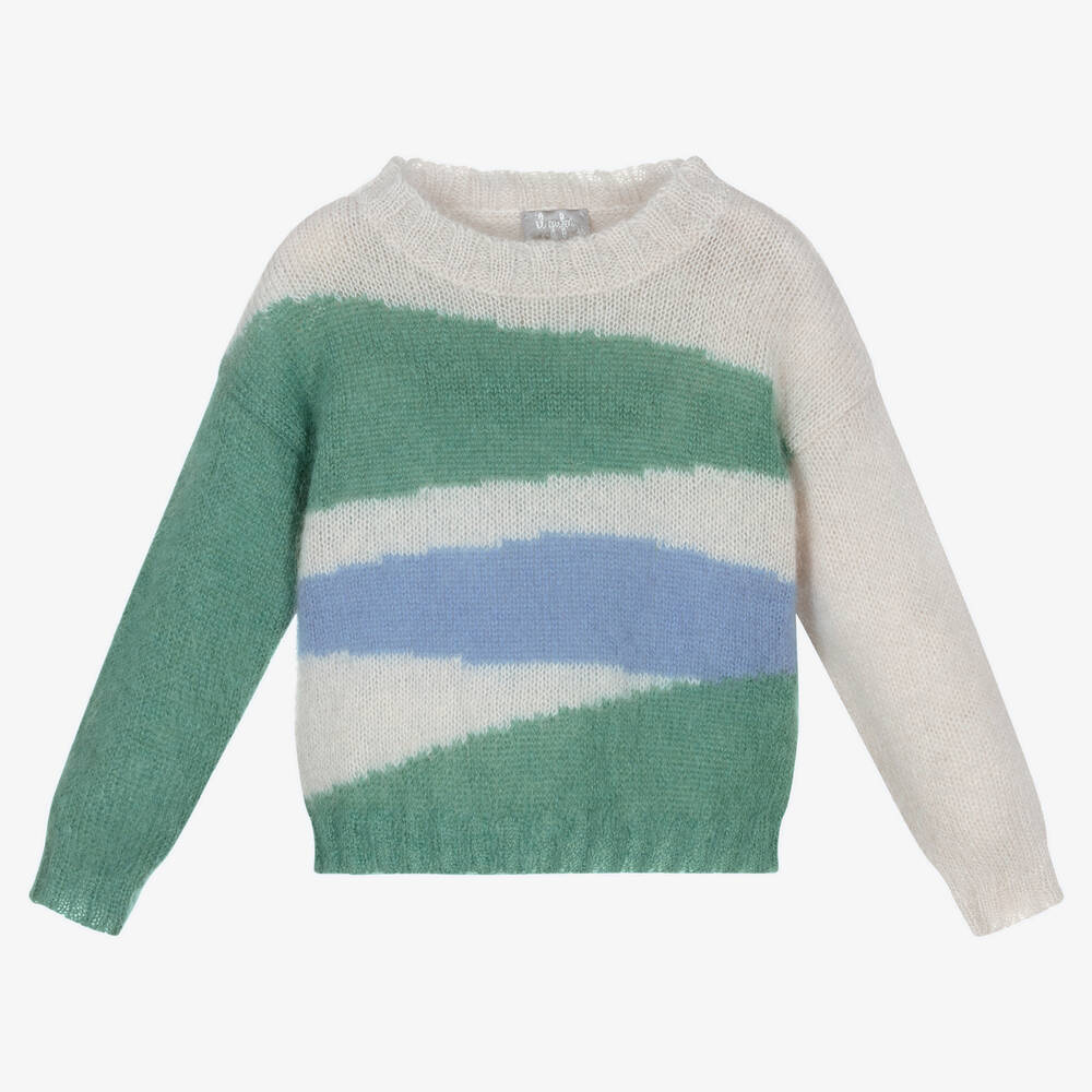 Il Gufo - Girls Grey Mohair Sweater | Childrensalon