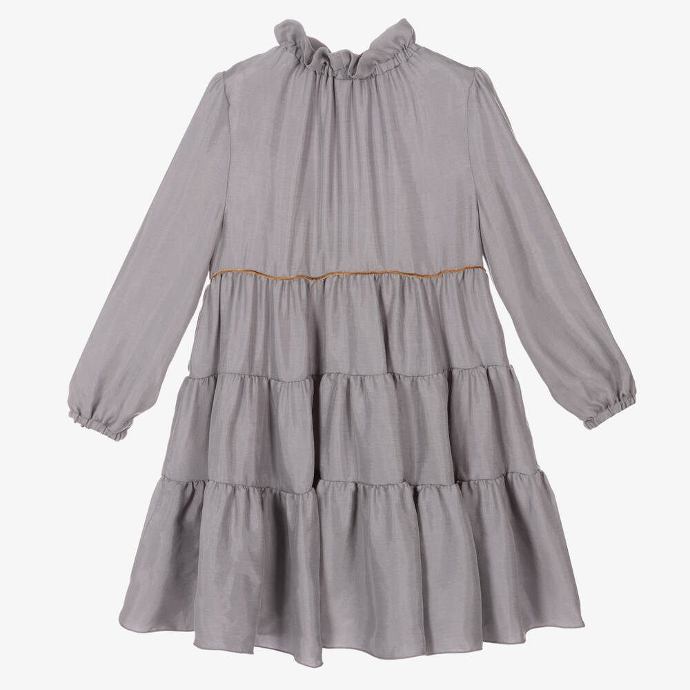 Il Gufo-Серое многоярусное платье для девочек | Childrensalon Outlet