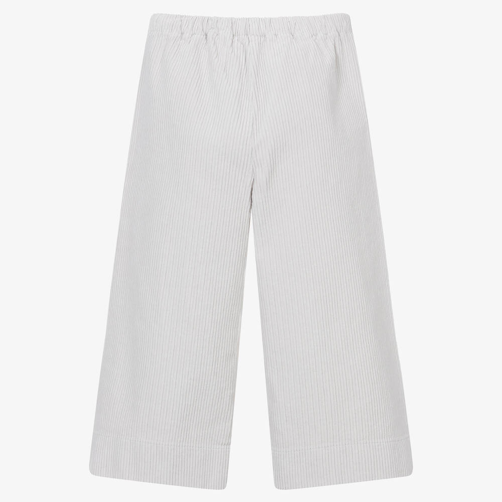 Il Gufo-Girls Grey Wide Leg Corduroy Trousers | Childrensalon Outlet