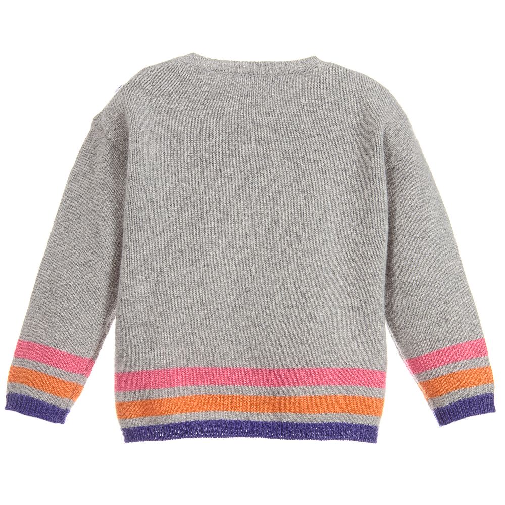 Il Gufo-Girls Grey Wool Cardigan  | Childrensalon Outlet
