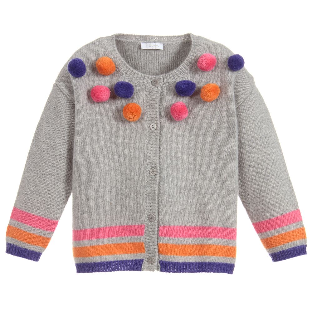 Il Gufo - Girls Grey Wool Cardigan  | Childrensalon