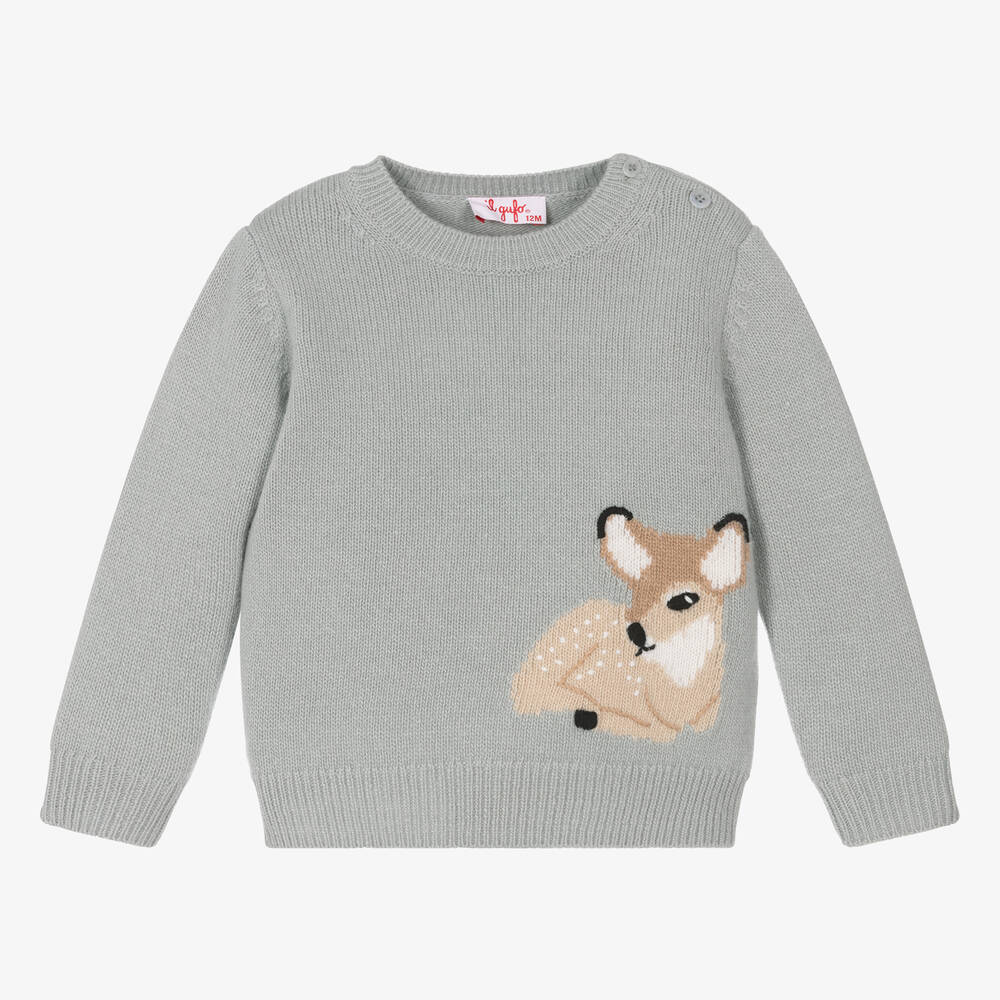 Il Gufo - Girls Grey Wool Knit Sweater | Childrensalon