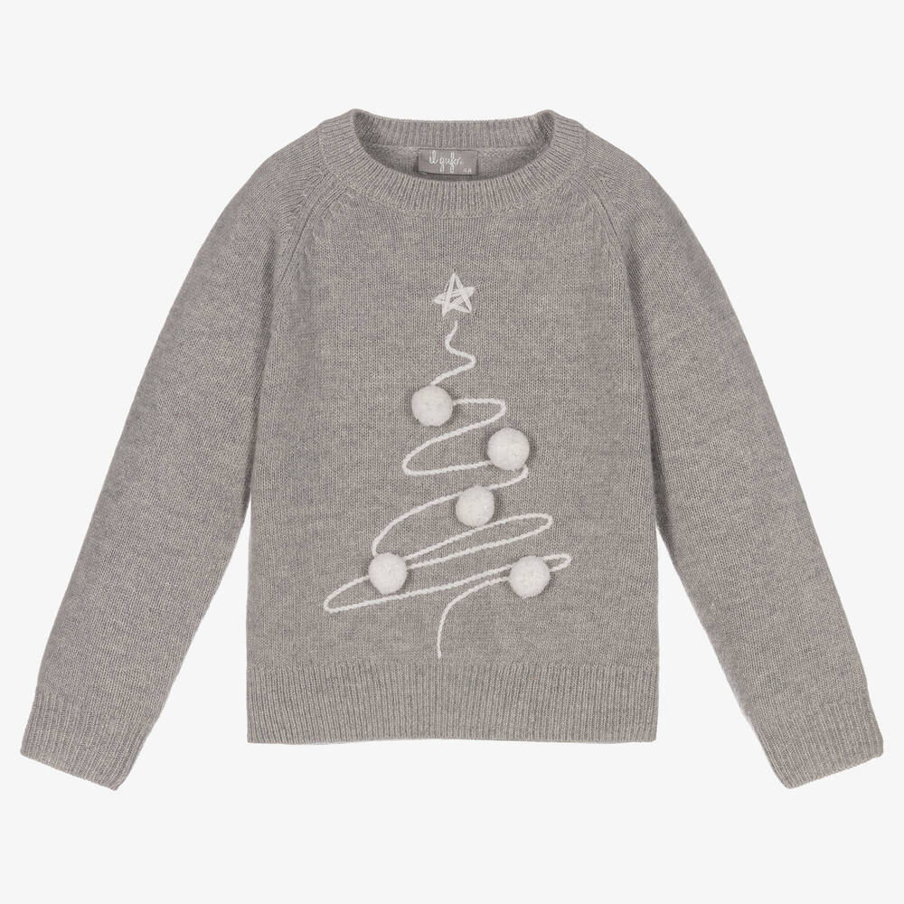 Il Gufo - Girls Grey Wool Sweater | Childrensalon