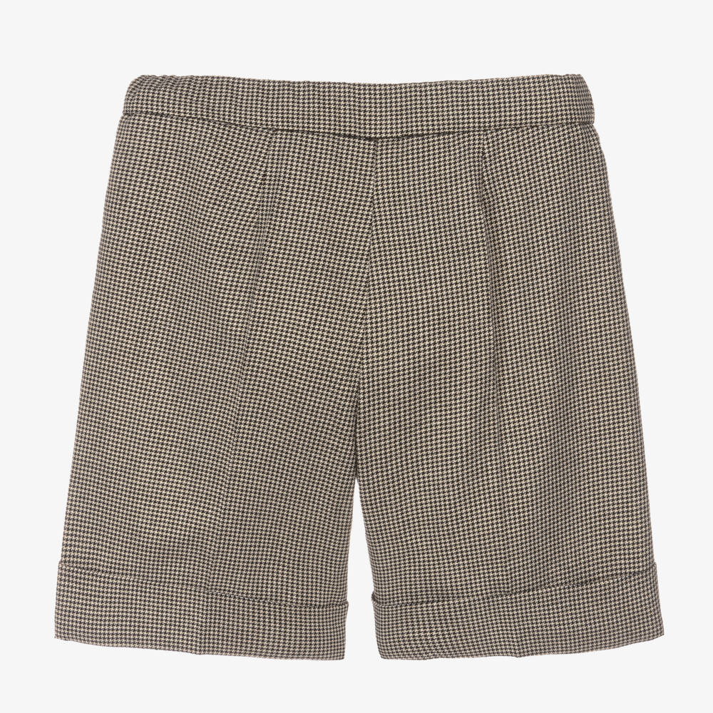 Il Gufo-Girls Houndstooth Black Gold Shorts | Childrensalon Outlet