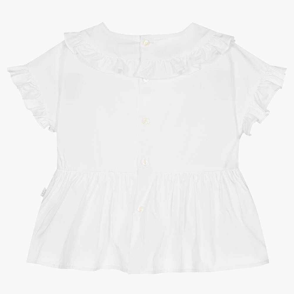 Il Gufo-Girls Ivory Cotton Blouse | Childrensalon Outlet