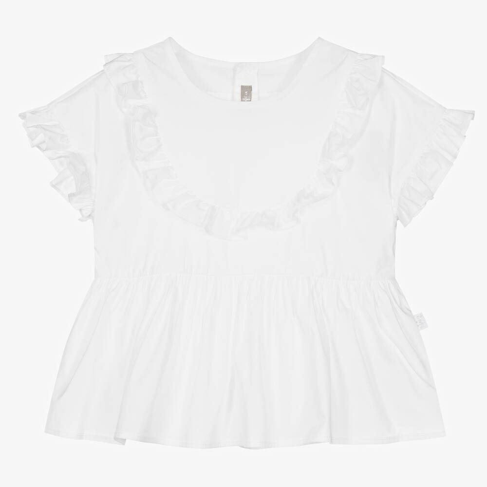 Il Gufo-Girls Ivory Cotton Blouse | Childrensalon Outlet