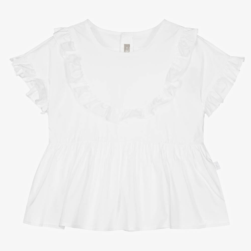 Il Gufo - Girls Ivory Cotton Blouse | Childrensalon